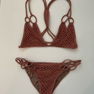 Acacia Crochet Bikini in Lipstick